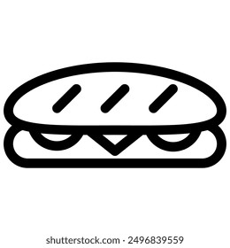sandwich icon with black outline style