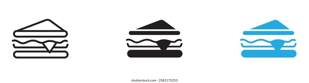 Sandwich icon black white vector outline