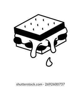 Icono de sándwich limpio y Ilustración vectorial moderna