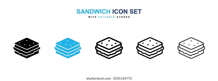 Sandwich icon collection in black and blue colors