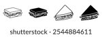 Sandwich icon collection in black and white filled and solid vector style.