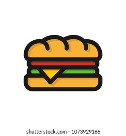 Sandwich icon concept. Available in vector. Fullfiled color style.