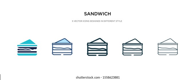 sandwich icon in different style vector illustration. two colored and black sandwich vector icons designed in filled, outline, line and stroke style can be used for web, mobile, ui