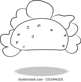 Sandwich icon, flat design, hand drawing. Illustration food, contour of symbol black
