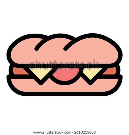 Sandwich icon flat line style illustration representing quick meals and snacks, suitable for cafe, deli, and food delivery projects