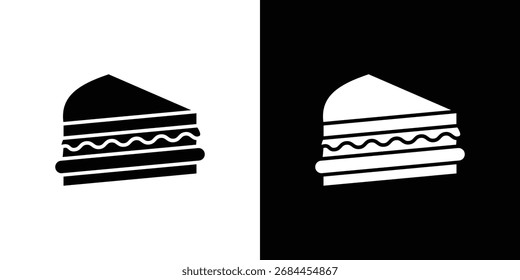 Icono de sándwich en estilo plano, símbolo negro lleno