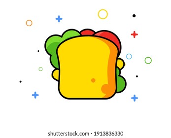Sandwich icon illustration in flat style. Vector illustration EPS 10 vector. - Vector graphics