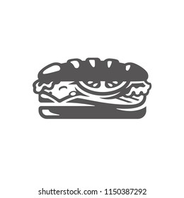 Sandwich icon isolated on white background vector illustration. Street fast food vector graphic silhouette.