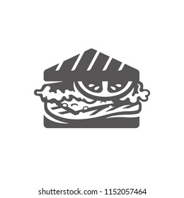 Sandwich icon isolated on white background vector illustration. Street fast food vector graphic silhouette.