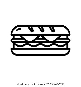 Sandwich Icon. Line Art Style Design Isolated On White Background