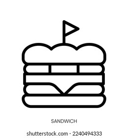 sandwich icon. Line Art Style Design Isolated On White Background