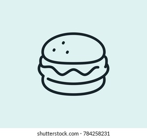 Sandwich icon line isolated on clean background. Burger concept drawing icon line in modern style. Vector illustration for your web site mobile logo app UI design.