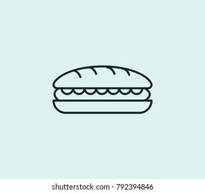 Sandwich icon line isolated on clean background. Hamburger concept drawing icon line in modern style. Vector illustration for your web site mobile logo app UI design.