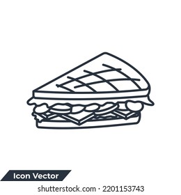ilustración vectorial del icono sandwich. sándwich para el desayuno y el almuerzo plantilla de símbolos para la colección de diseño gráfico y web