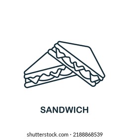 Sandwich icon. Monochrome simple line Fastfood icon for templates, web design and infographics