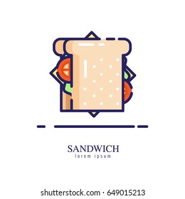 Sandwich icon on a white background.. flat thin line icon. vector illustration