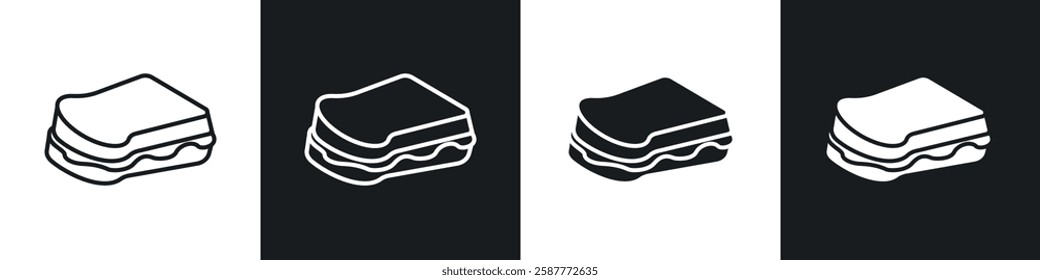 Sandwich icon set black and white colors. Graphic Vector icons pack