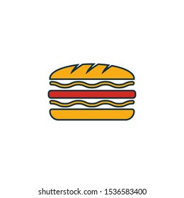Sandwich icon set. Four elements in diferent styles from fastfood icons collection. Creative sandwich icons filled, outline, colored and flat symbols.