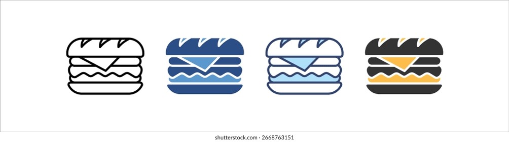 Conjunto de iconos de sándwich Colección de estilo múltiple