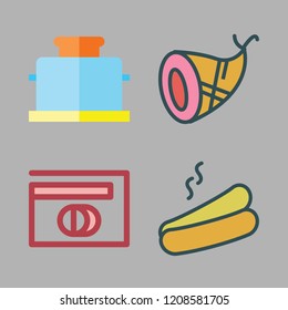 sandwich icon set. vector set about toaster, diners club, ham and hot dog icons set.