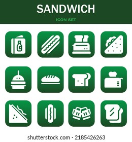 conjunto de iconos de sándwich. Ilustraciones vectoriales relacionadas con Menu, Hot dog y Toaster