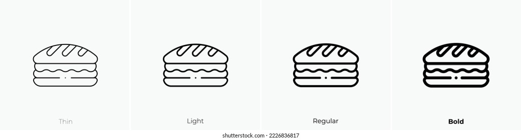 sandwich icon. Thin, Light Regular And Bold style design isolated on white background