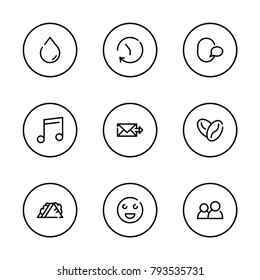 Sandwich icon with time, send mail and water drop editable symbols. Set of speech, time, people group icons and burger concept. Editable vector elements for logo app UI design.