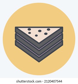 Sandwich Icon in trendy color mate style isolated on soft blue background