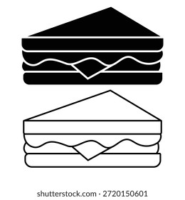 Vetor de ícone de sanduíche. Delicioso sanduíche pizza fatia ícone sólido vetor. Contorno de silhueta sanduíche, ícone fast food. Ilustração vetorial.