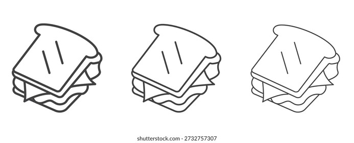 Gráficos de Vector de icono de sándwich. Iconos de líneas delgadas negras