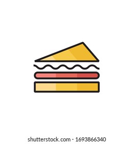 diseño de estilo de esquema rellenado con ilustraciones de vector de icono de sándwich. aislado sobre fondo blanco