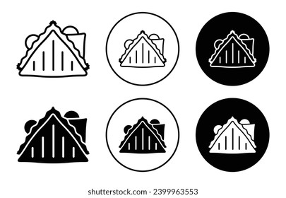 Sandwich icon. vegetable grilled butter sandwich triangle slice with bread bun toast symbol logo set. fast food or junk food grilled sandwich with meat in breakfast vector line sign
