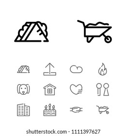 Sandwich icon with wc, cloud and flat symbols. Set of flame, blaze, bathroom icons and hound concept. Editable vector elements for logo app UI design.