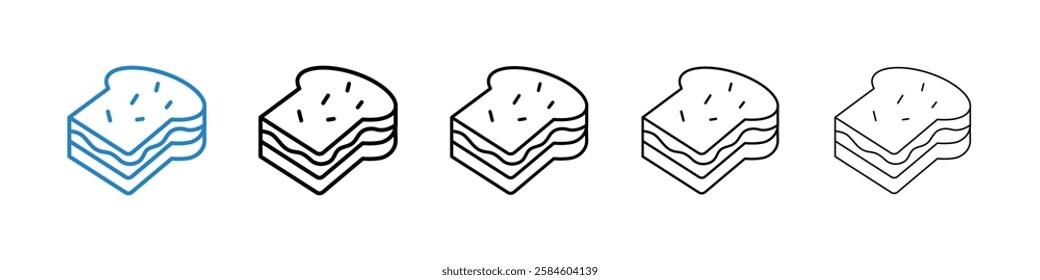 Sandwich icons in five different stroke sizes