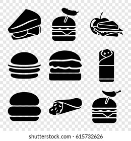 Sandwich icons set. set of 9 sandwich filled icons such as burger, burger with pepper, burger with sausage
