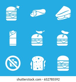Sandwich icons set. set of 9 sandwich filled icons such as double burger with flag, burger with pepper, burrito