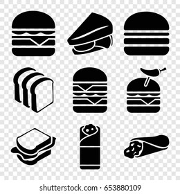 Sandwich icons set. set of 9 sandwich filled icons such as bread slices, burger with pepper, double burger, cheeseburger, burger