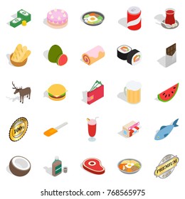 Sandwich icons set. Isometric set of 25 sandwich vector icons for web isolated on white background