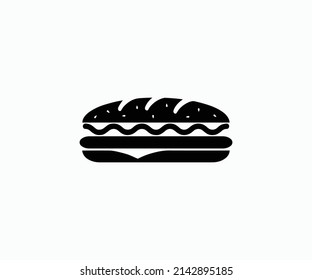 Logo vectorial de iconos de sándwich. Icono vector de silueta de sándwich blanco y negro.