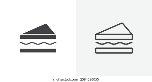 Sandwich icons vectors illustrations in black fill and liner versions
