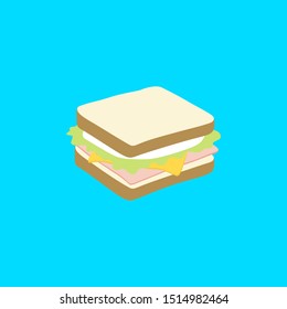 Sandwich illustration. Flat style. Vector illustration.