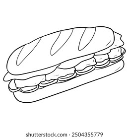 sandwich illustration hand drawn outline vector