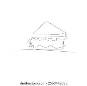 Sandwich illustration vector in doodle style. Outline food illustration. Fast food sketch isolated on white
