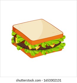 sandwich illustration, vector food illustration.