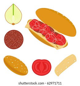 sandwich and ingredients of sandwich