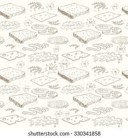 sandwich ingredients diagram drawing line pattern white