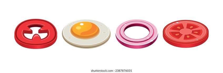 Ingredientes de sándwich Isometric Icon and Elements Vector Set