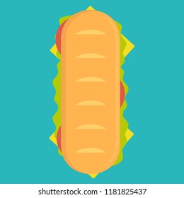 Sandwich isolated on background. Stock flat vector illustration.