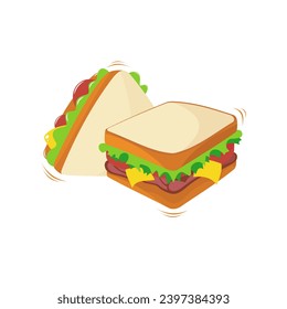 Sandwich isolated on white background. illustration vector
