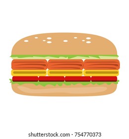 Sandwich isolated on white background, Vector illustration